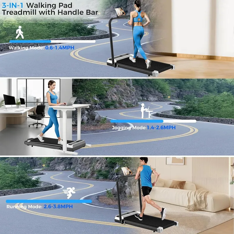 ShineMaos Walking Pad Treadmill with Handle Bar for Home Office,3.0HP